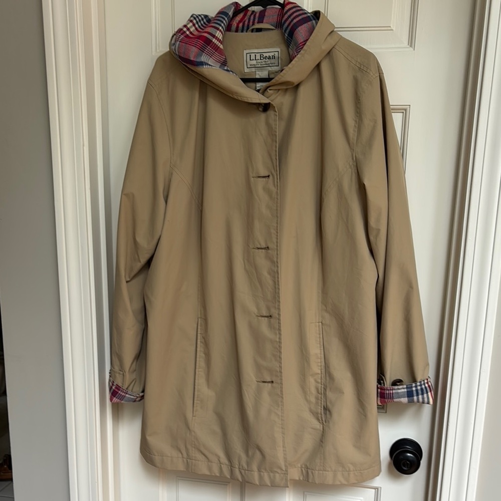 L.L. Bean Tan trench Hooded Jacket